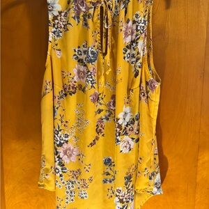 Torrid Yellow Floral Sleeveless Blouse